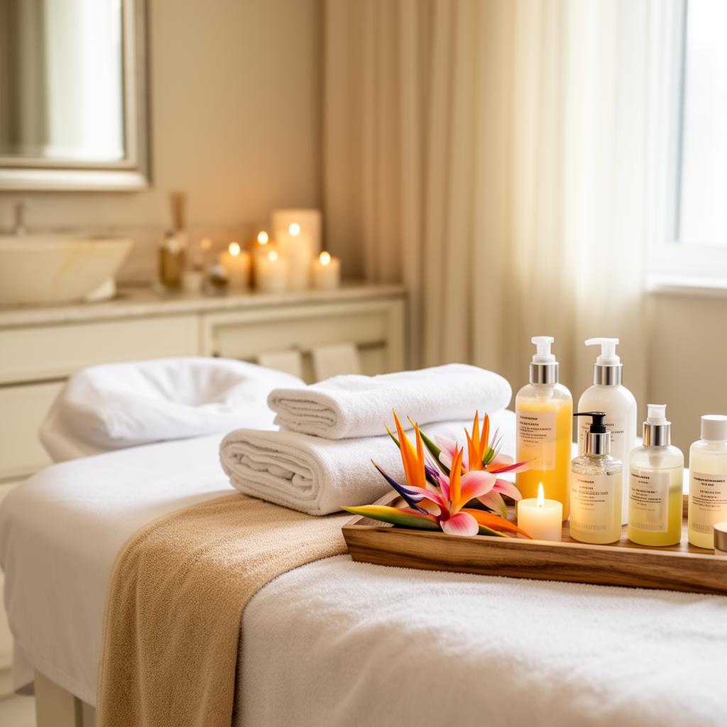 Esthetician performing a botanical facial treatment on a relaxed guest at Natural Blossom Spa.